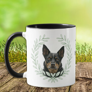 Eucalyptus Wreath Australian Kelpie Dog Monogram Mug