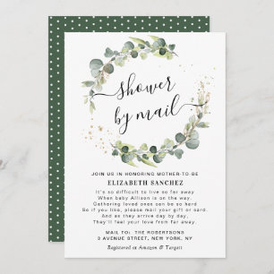 eucalyptus wreath baby shower by mail invitation