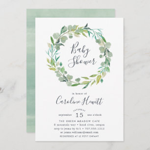 Eucalyptus Wreath Baby Shower Invitation
