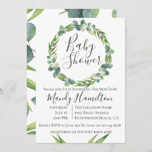 Eucalyptus Wreath Baby Shower Invitation