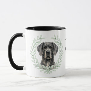 Eucalyptus Wreath Black Great Dane Dog Monogram Mug