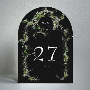 Eucalyptus Wreath Black Monogram Arch Table Number