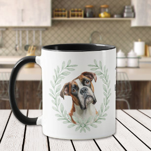 Eucalyptus Wreath Boxer Dog Monogram Mug