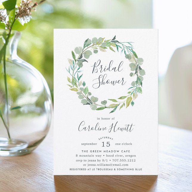 Eucalyptus Wreath Bridal Shower Invitation (Creator Uploaded)