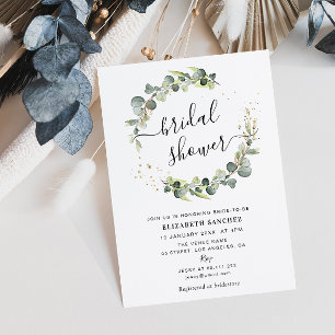eucalyptus wreath bridal shower invitation