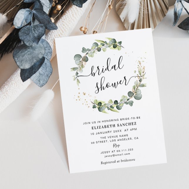 eucalyptus wreath bridal shower invitation (Creator Uploaded)