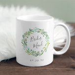 Eucalyptus Wreath Bridesmaid Coffee Mug<br><div class="desc">A sweet and elegant wedding keepsake for your bridal party,  mug features a watercolor wreath of sage green eucalyptus leaves and foliage with "bridesmaid" inscribed inside in hand lettered script. Personalise with your wedding date beneath. Designed to match our Eucalyptus Wreath collection.</div>