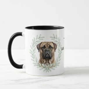 Eucalyptus Wreath Bullmastiff Dog Monogram Mug