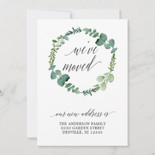 Eucalyptus Wreath Calligraphy Script Moving Announcement