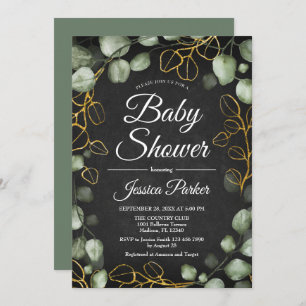 Eucalyptus Wreath Chalkboard Baby Shower Invitation