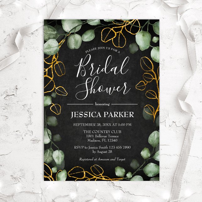 Eucalyptus Wreath Chalkboard Bridal Shower Invitation (Creator Uploaded)