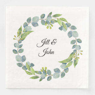 Eucalyptus Wreath Custom Wedding Napkins