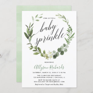 Eucalyptus wreath gender neutral baby sprinkle invitation