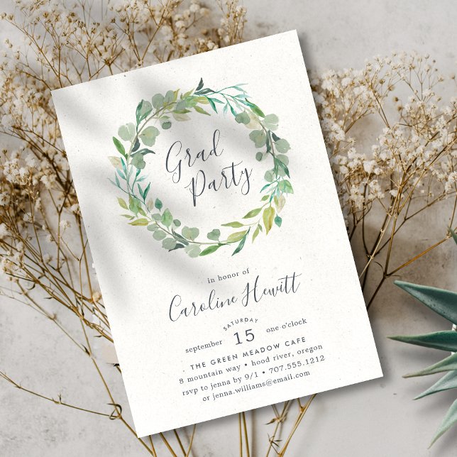 Eucalyptus Wreath Graduation Party Invitation (Creator Uploaded)