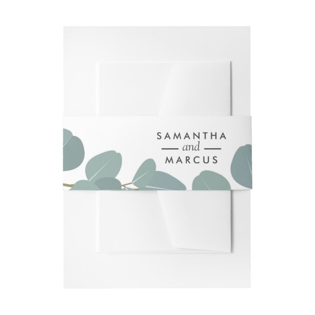 Eucalyptus Wreath Greenery Wedding Belly Band Invitation Belly Band (Front Example)