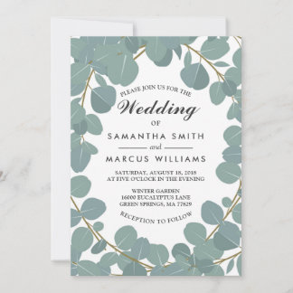 Eucalyptus Wreath Greenery Wedding Invitation