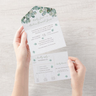 Eucalyptus Wreath Leaves Wedding All In One In All Invitation