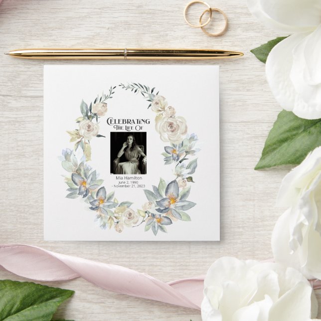 Eucalyptus Wreath Memorial Funeral Seed Packet Envelope (Wedding)