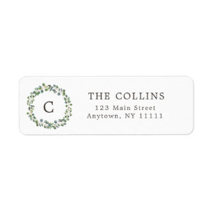 Eucalyptus Wreath Monogram Return Address Label