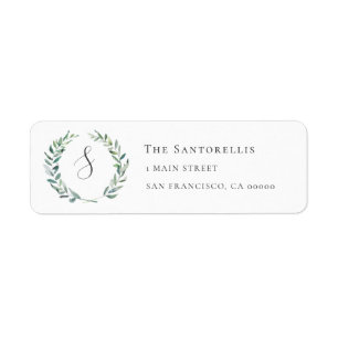 Eucalyptus Wreath Monogram Return Address Labels