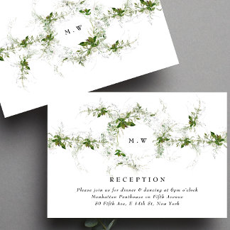 Eucalyptus Wreath Monogram Wedding Reception Enclosure Card