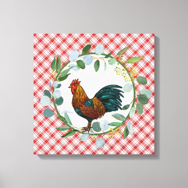 Eucalyptus Wreath & Rooster Farmhouse  Canvas Print (Front)