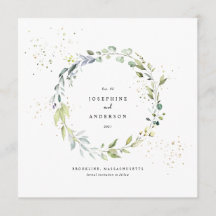 Eucalyptus Wreath Save The Date Menu