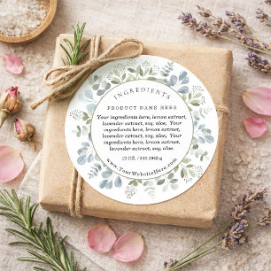 Eucalyptus Wreath Watercolor Ingredients Product Classic Round Sticker