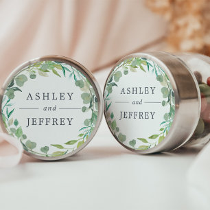 Eucalyptus Wreath Wedding Classic Round Sticker