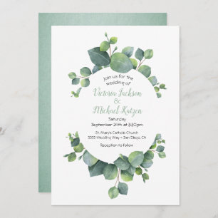 Eucalyptus Wreath Wedding Invitation