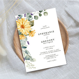 Eucalyptus Yellow Florals Wedding Invitation