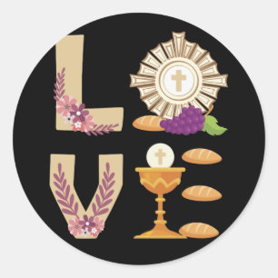 Eucharis Catholic 1st Holy Communion for Girls Classic Round Sticker