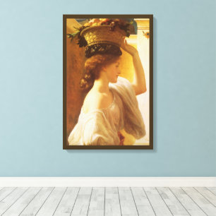 Eucharis - Girl With a Basket of Fruit by Leighton Canvas Print