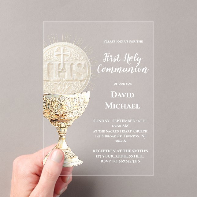 Eucharist design First Holy Communion Acrylic Invitations (Insitu (Handheld))