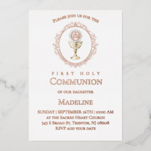 Eucharist First Holy Communion rose gold