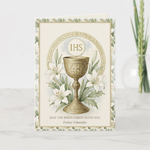 Eucharistic Easter Lilies Catholic Priest Holiday Card