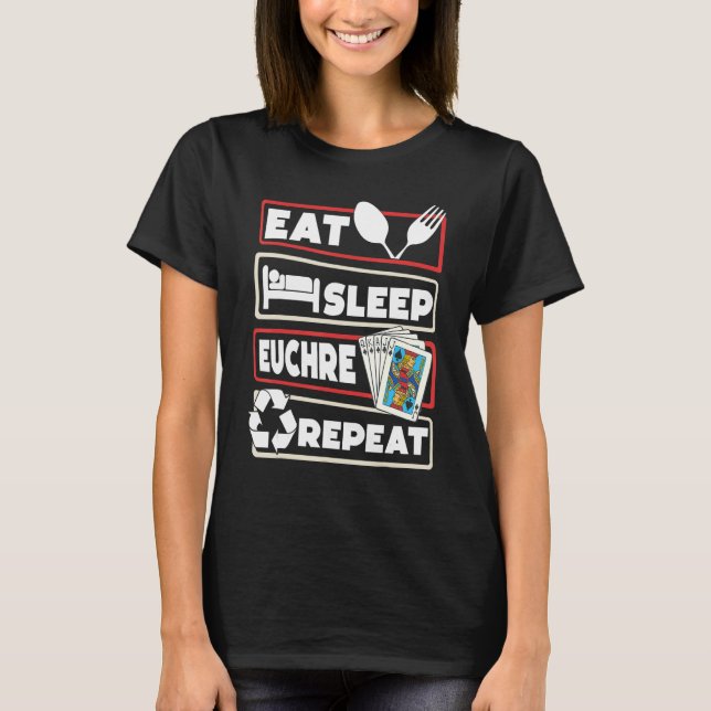 Euchre Card Game Rules Player Deck Table Strategy T-Shirt (Front)