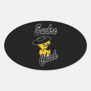 Euchre Chick #4 Oval Sticker