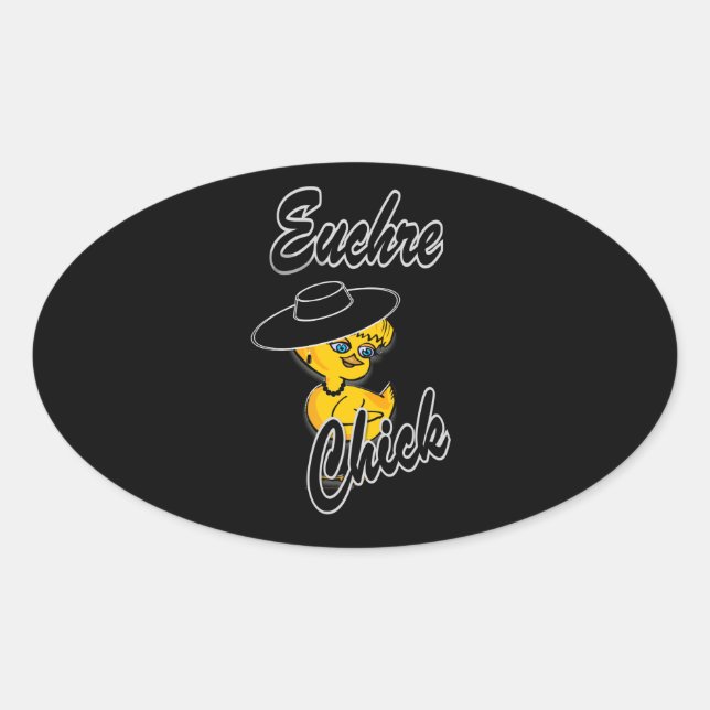 Euchre Chick #4 Oval Sticker (Front)