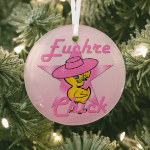 Euchre Chick #8 Glass Tree Decoration