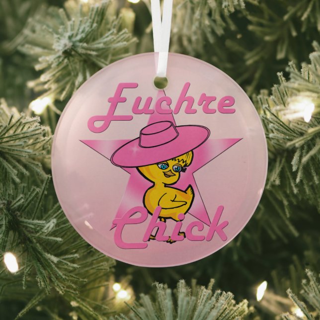 Euchre Chick #8 Glass Tree Decoration (Insitu)