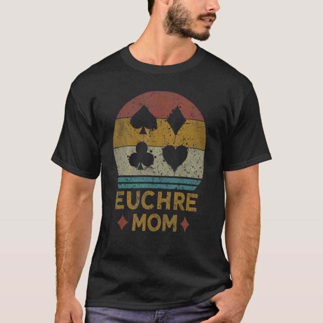 Euchre Mom Vintage Euchere Card Game T-Shirt (Front)