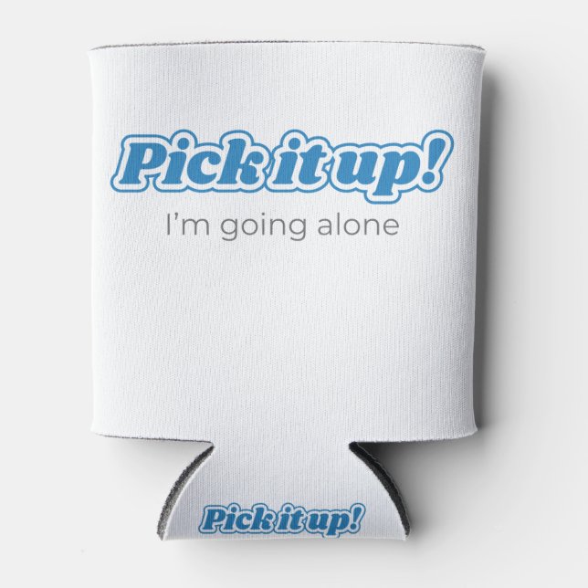 Euchre, Pick It Up! Blue design Can Cooler (Front)