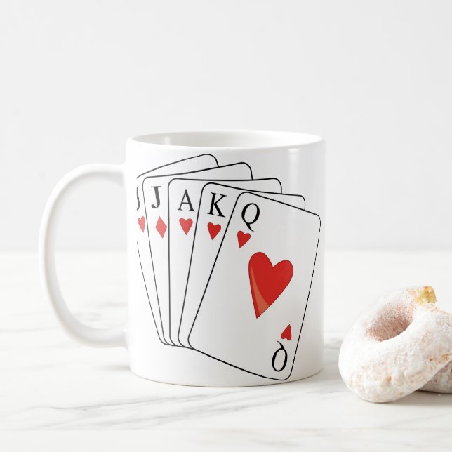 Euchre Playing Cards Coffee Mug (With Donut)