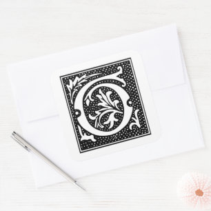 Euclid Capital Letter G on White Square Sticker