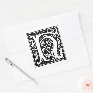 Euclid Capital Letter H on White Square Sticker