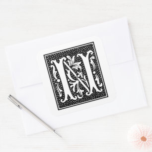 Euclid Capital Letter N on White Square Sticker