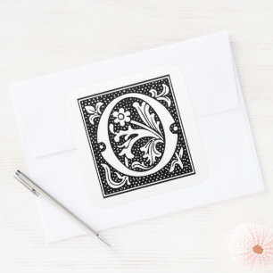 Euclid Capital Letter O on White Square Sticker