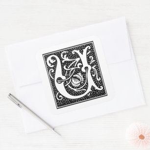 Euclid Capital Letter U on White Square Sticker