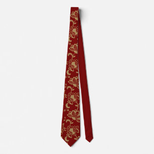 Euclidean Gold flowers Tie